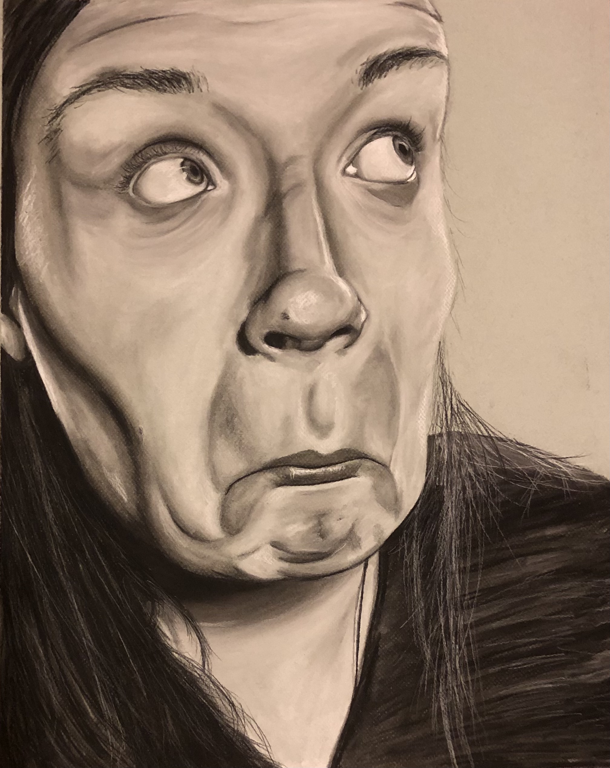 charcoal drawing of person's face
