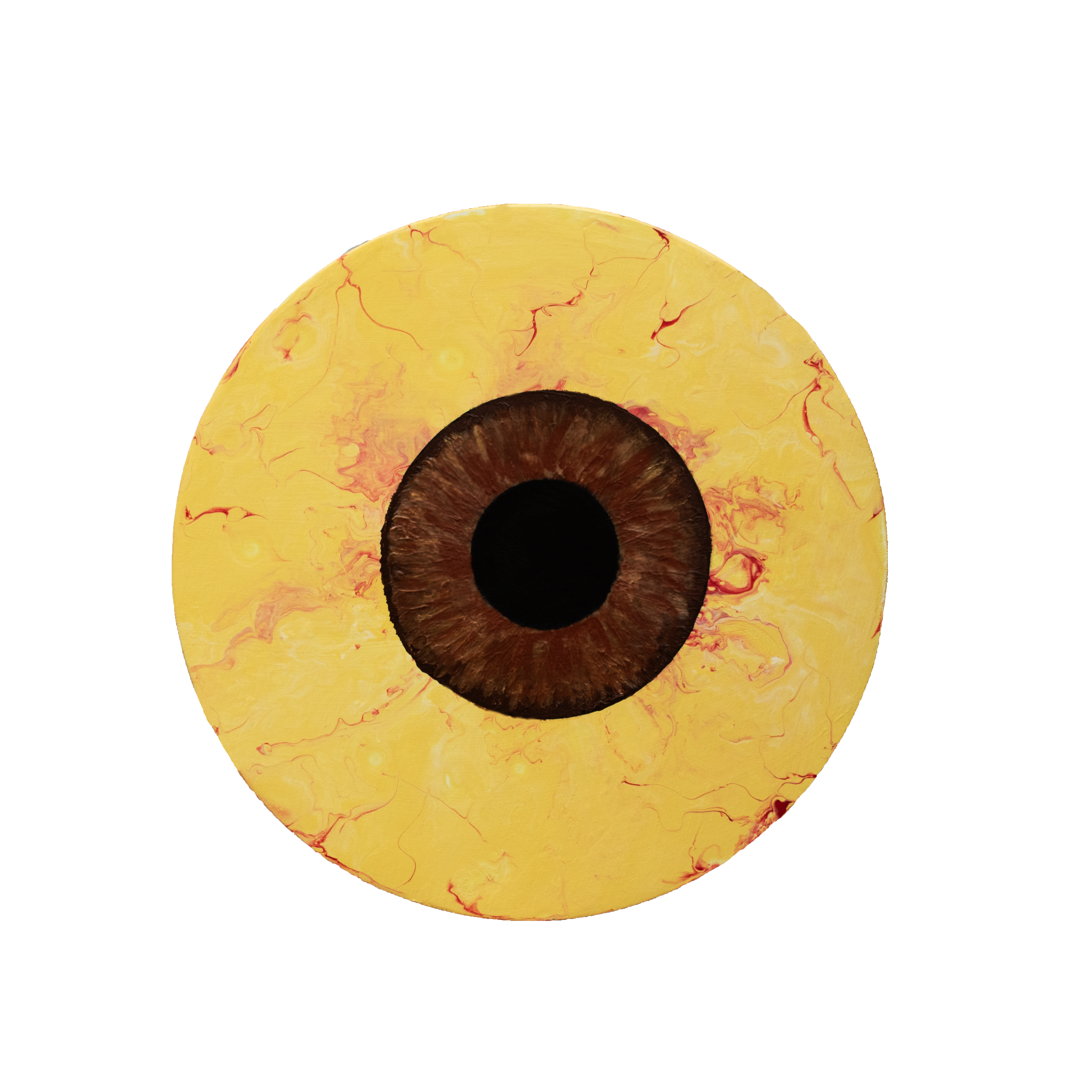 poured painting of jaundiced and yellowed human eyeball