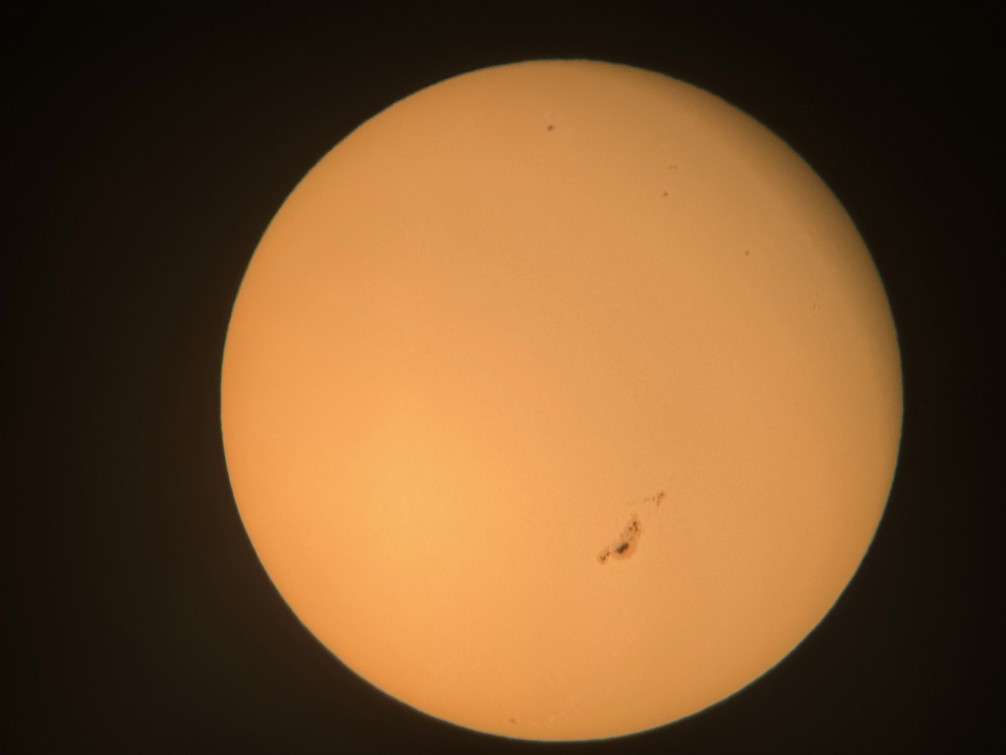 Photograph of sun with sunspots