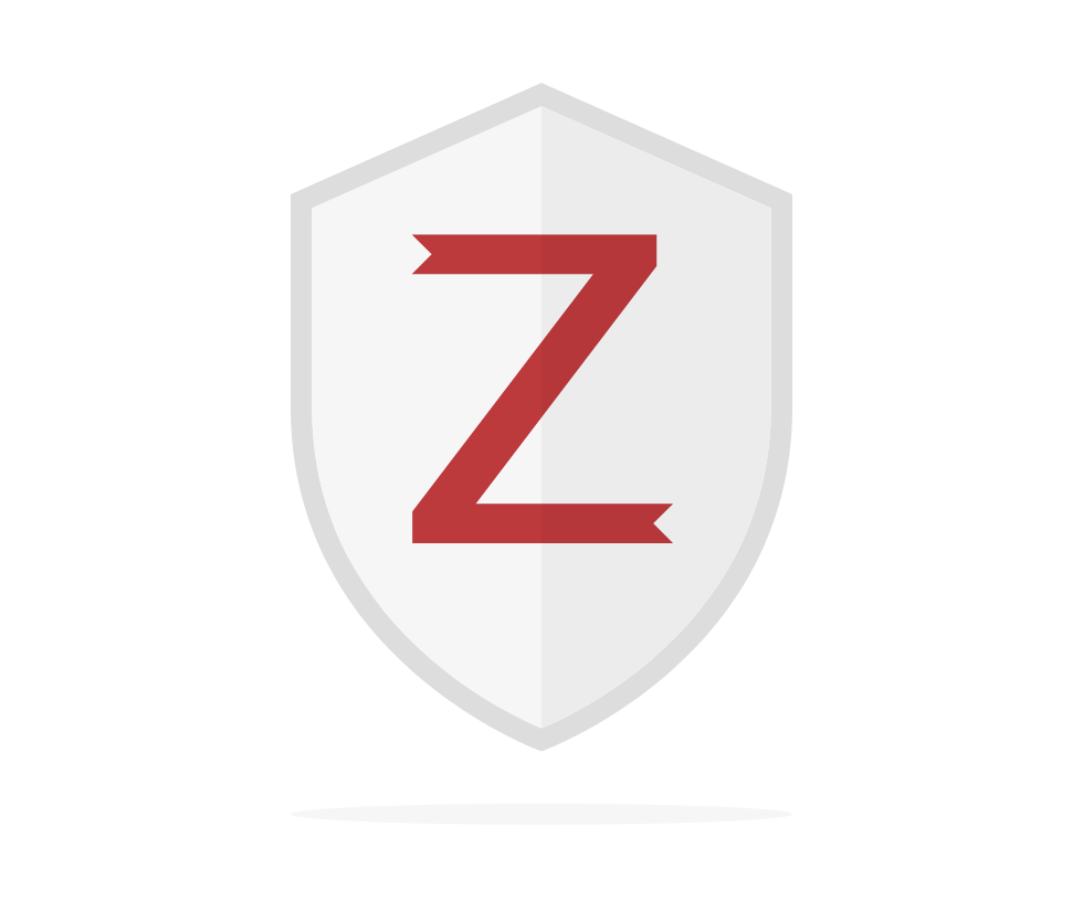 Zotero logo with red Z on white/gray shield