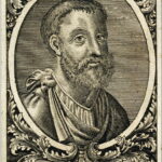 Engraved portrait of Galen including a plaque reading "Galenus."